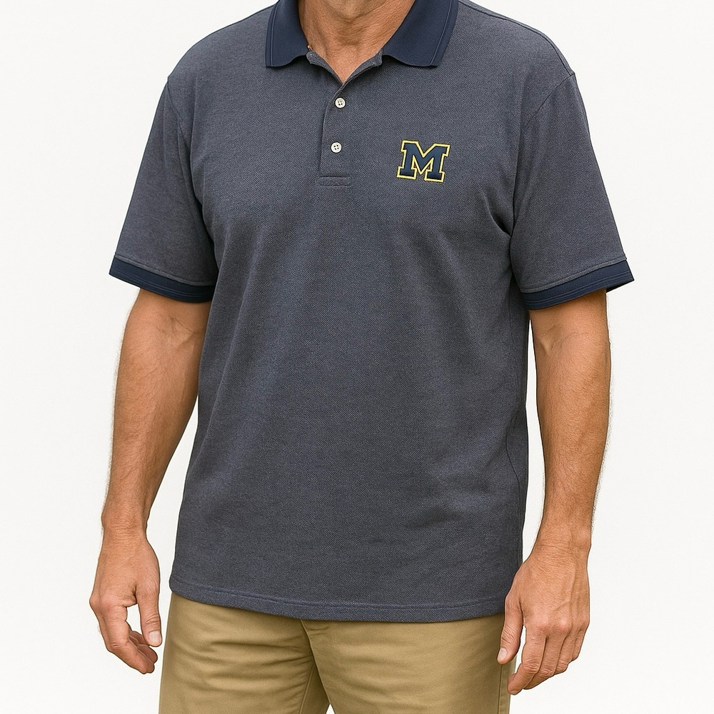 Men’s LG Team Starter University of Michigan Wolverines Short Sleeve Polo Shirt